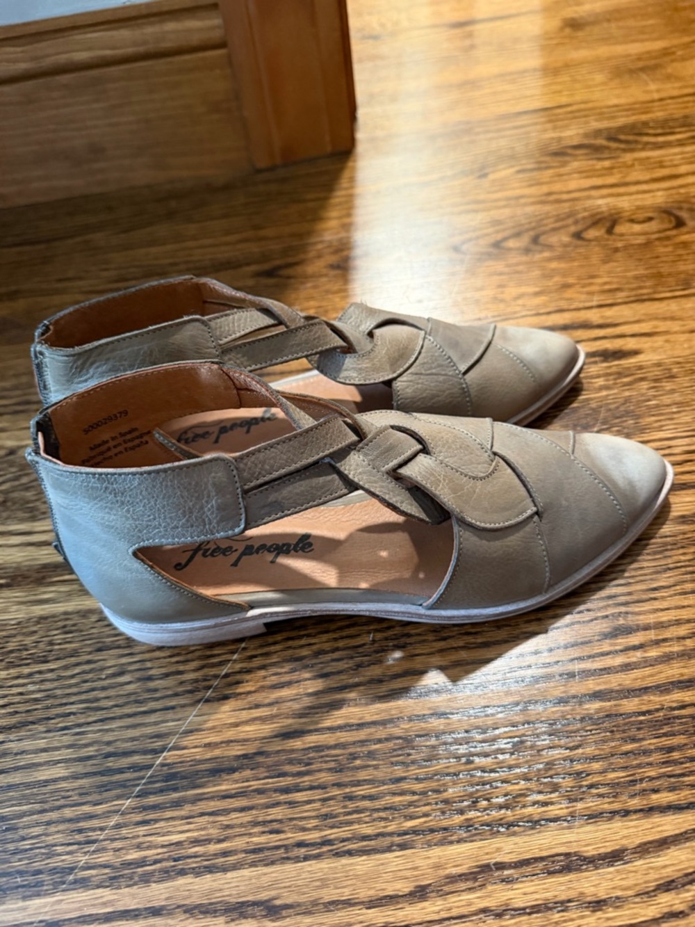 Free People Taupe Braided Cutout Flats